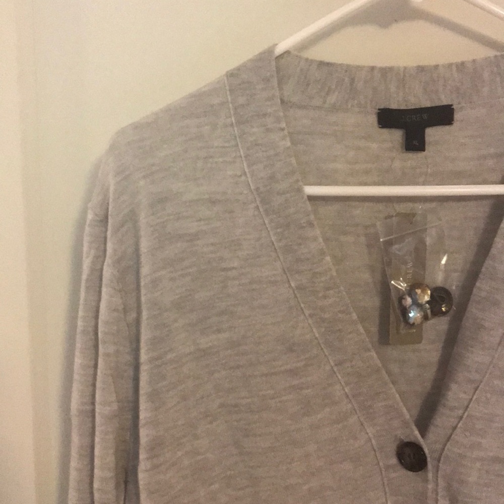 J. Crew Pale Gray Jewel Embellished Cardigan NWT